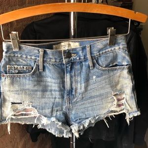 A&F High-Rise Destroyed Jean Shorts